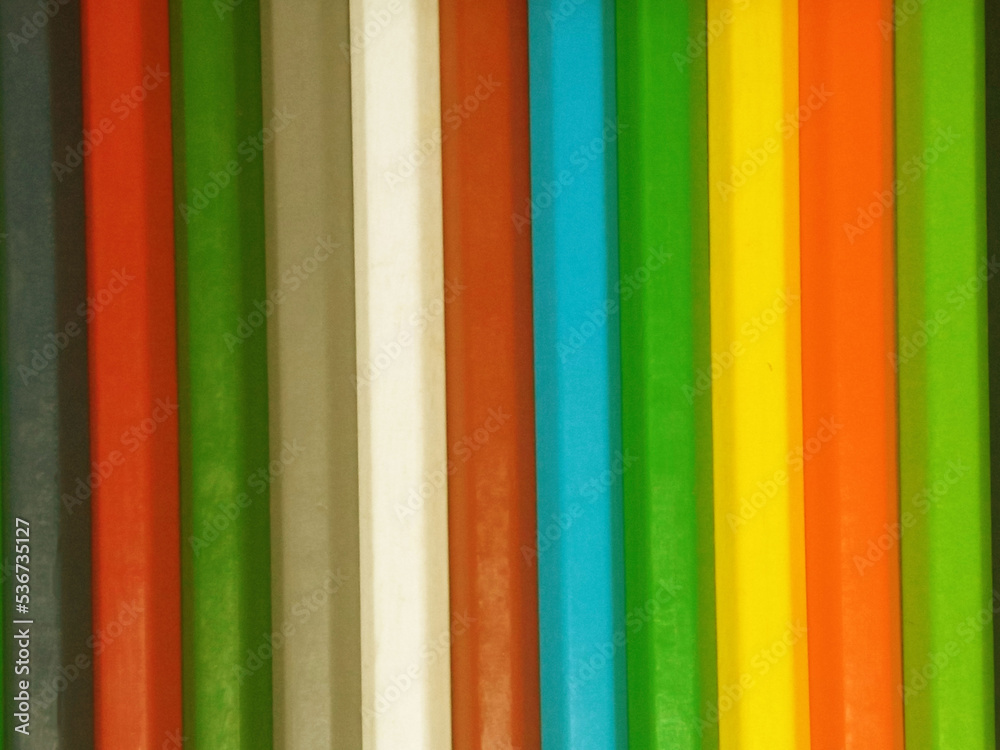 Closeup, Rainbow pattren wood background texture for design or stock photo, colourful wooden, red blue green,yellow