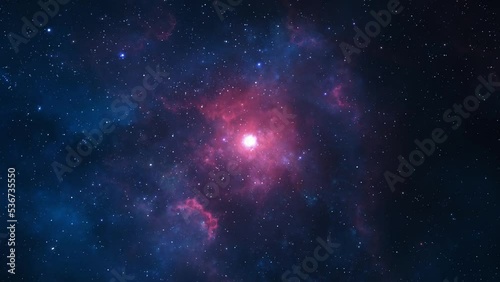 Night sky flythrough traveling trough universe filled with stars, nebulae and galaxies - 4k Video