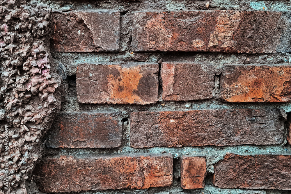 Texture of old red brick wall close-up. Texture of old red brick wall close-up.