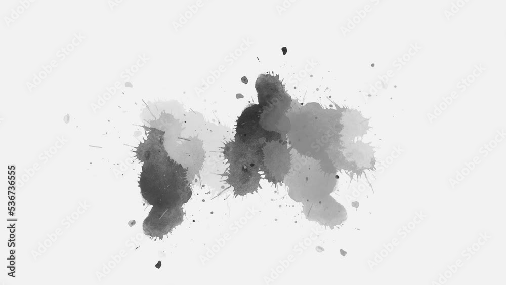 Ink Drops Transition on White Background. Ink splatters transition animation. Ink brush stroke transition. Ink splash. Abstract inkblot, splat, fluid art, overlay, alpha matte composition. Ink Drops Transition on White Background. Ink splatters transition animation. Ink brush stroke transition. Ink splash. Abstract inkblot, splat, fluid art, overlay, alpha matte composition.