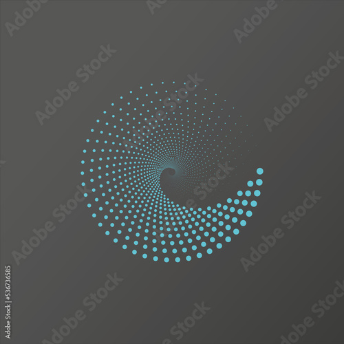 Light blue and Black Abstract dotted spiral vortex 