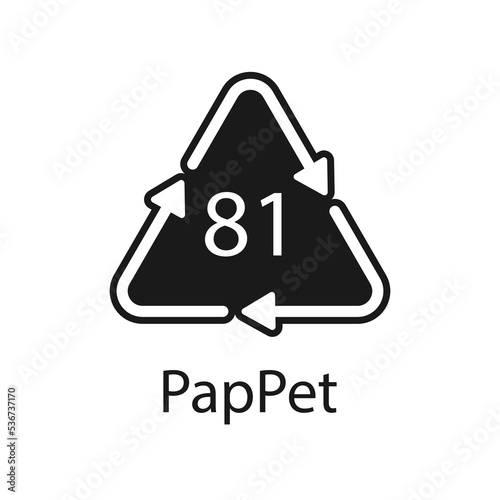 Paper (cardboard). Recycling codes 81 PapPet. Composite materials sign. Vector illustration