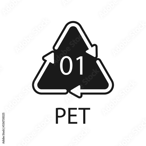 PET 01 recycling code symbol. Plastic recycling vector polyethylene sign.