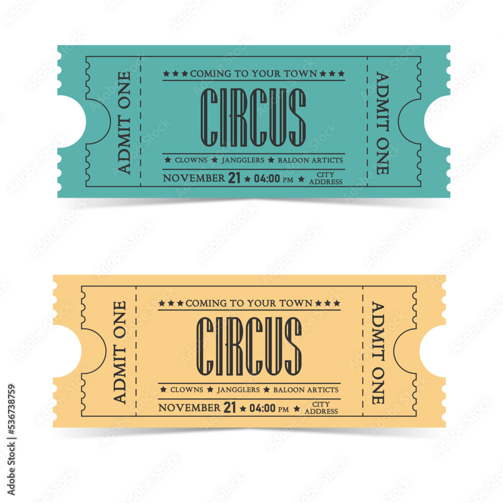 Retro movie vector ticket cirkus