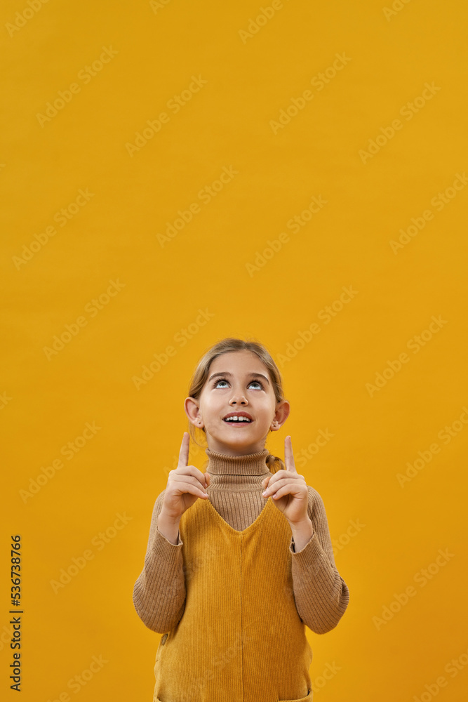 Front view of thoughtful girl having new idea Front view of thoughtful girl having new idea