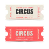Vector ticket to the retro circus.in soft beige and red style
