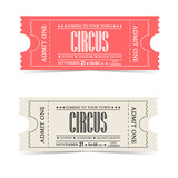 Vintage, retro beautiful tickets to the circus, events, cinema, theater, VECTOR
