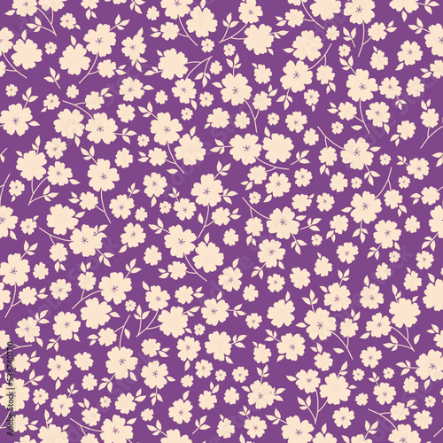 seamless vintage pattern. white flowers and leaves. purple background. vector texture. fashionable print for textiles and wallpaper.