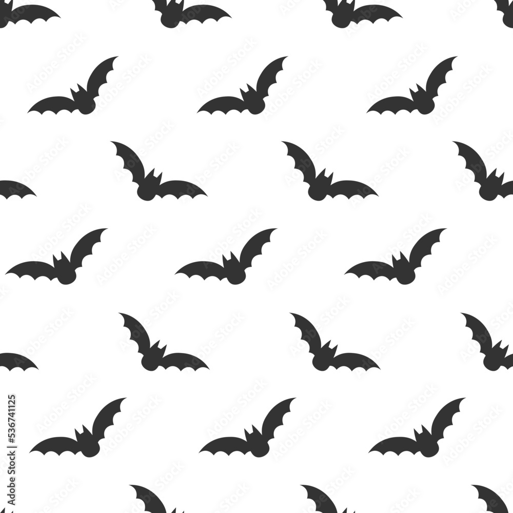Seamless Halloween pattern: silhouette of bats in the sky. Flat style vector image. Seamless Halloween pattern: silhouette of bats in the sky. Flat style vector image.