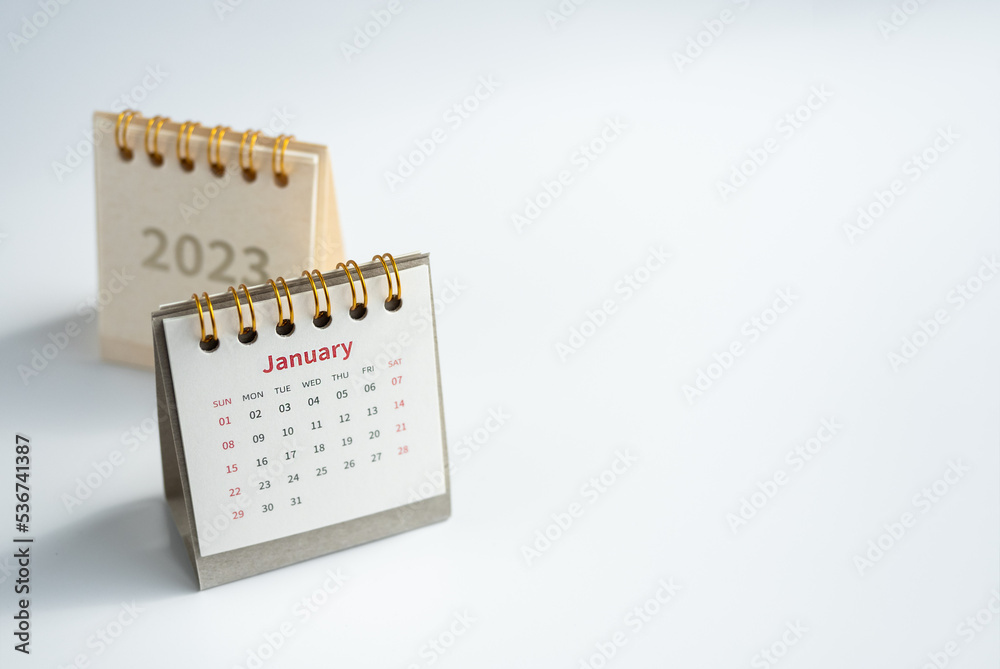 January 2023 calendar desk for the organizer to plan and reminder