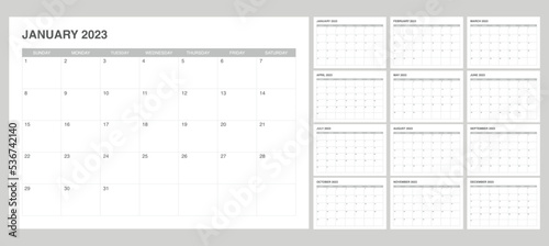 Simple set calendar 2023 start on sunday