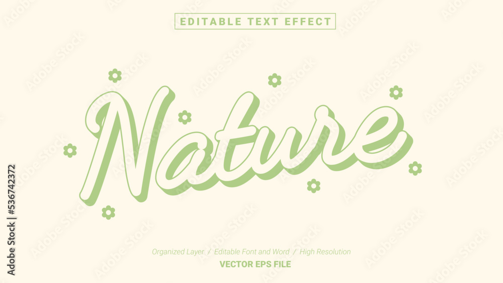 Editable Nature Font Design. Alphabet Typography Template Text Effect. Lettering Vector Illustration for Product Brand and Business Logo.
