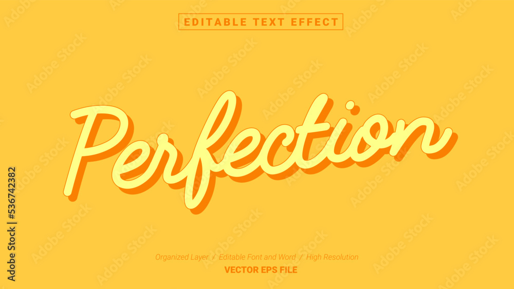 Editable Perfection Font Design. Alphabet Typography Template Text Effect. Lettering Vector Illustration for Product Brand and Business Logo.
