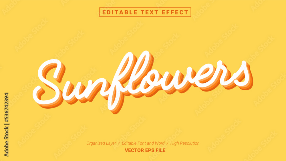 Editable Sunflower Font Design. Alphabet Typography Template Text Effect. Lettering Vector Illustration for Product Brand and Business Logo.
