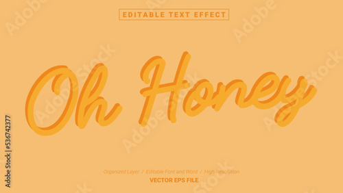 Editable Oh Honey Font Design. Alphabet Typography Template Text Effect. Lettering Vector Illustration for Product Brand and Business Logo. 