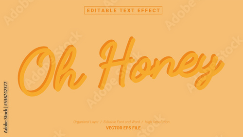 Editable Oh Honey Font Design. Alphabet Typography Template Text Effect. Lettering Vector Illustration for Product Brand and Business Logo.

