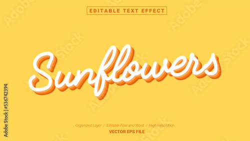 Editable Sunflower Font Design. Alphabet Typography Template Text Effect. Lettering Vector Illustration for Product Brand and Business Logo. 