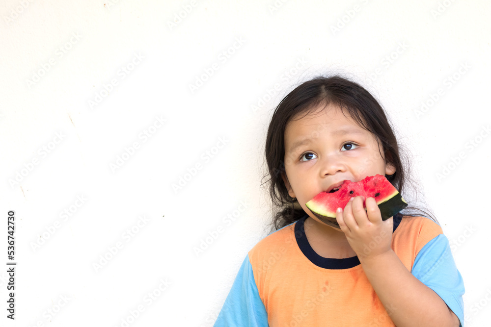 Asian girls eat watermelon deliciously Asian girls eat watermelon deliciously