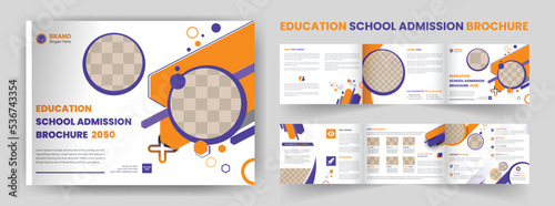 Education institute admission landscape corporate Tri fold business brochure template design