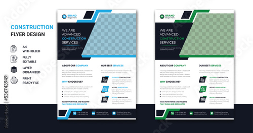 Construction Flyer Template | Construction Brochure Cover, Poster, banner, leaflets design