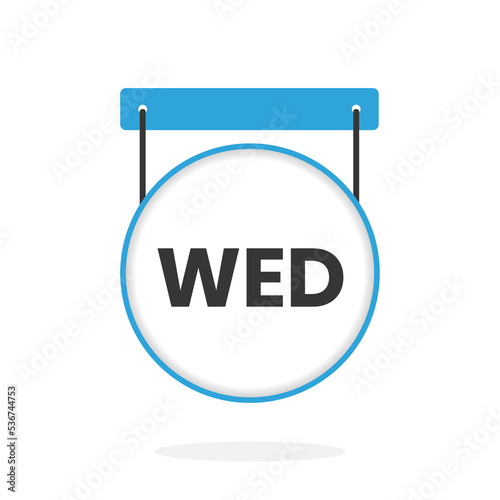 Wednesday calendar icon to do list, day of the week schedule work sign for personal organizer vector illustration
