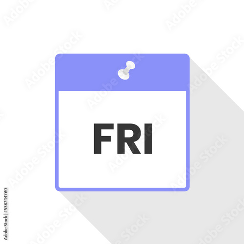 Friday calendar icon to do list, day of the week schedule work sign for personal organizer vector illustration