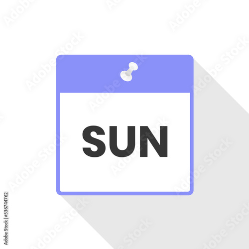 Sunday calendar icon to do list, day of the week schedule work sign for personal organizer vector illustration