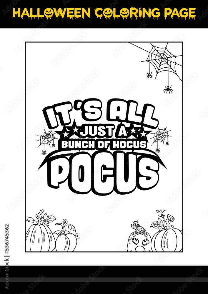 Fototapeta premium Halloween Quotes Coloring page. Halloween coloring page for kids.