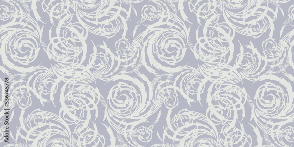 Monochrome seamless abstract pattern with curve elements
