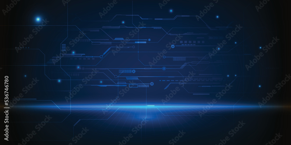 Vector illustrations of Dark blue futuristic digital technology artwork for game and advertising.Future technology and innovation concepts.