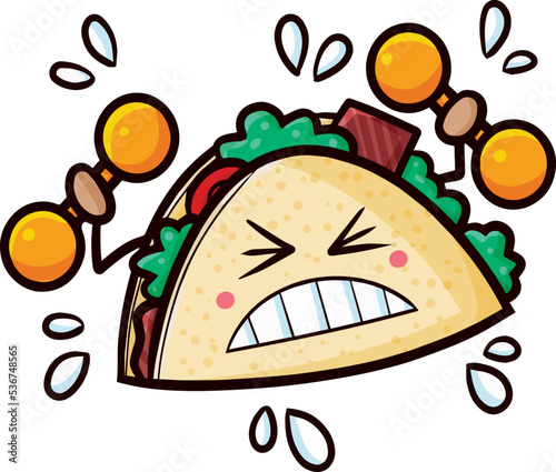 Cute taco character doing weightlifting