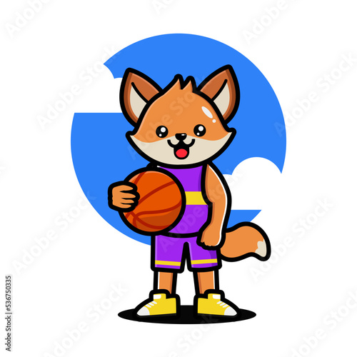 Happy cute fox playing basketball © Deris Firmansyah