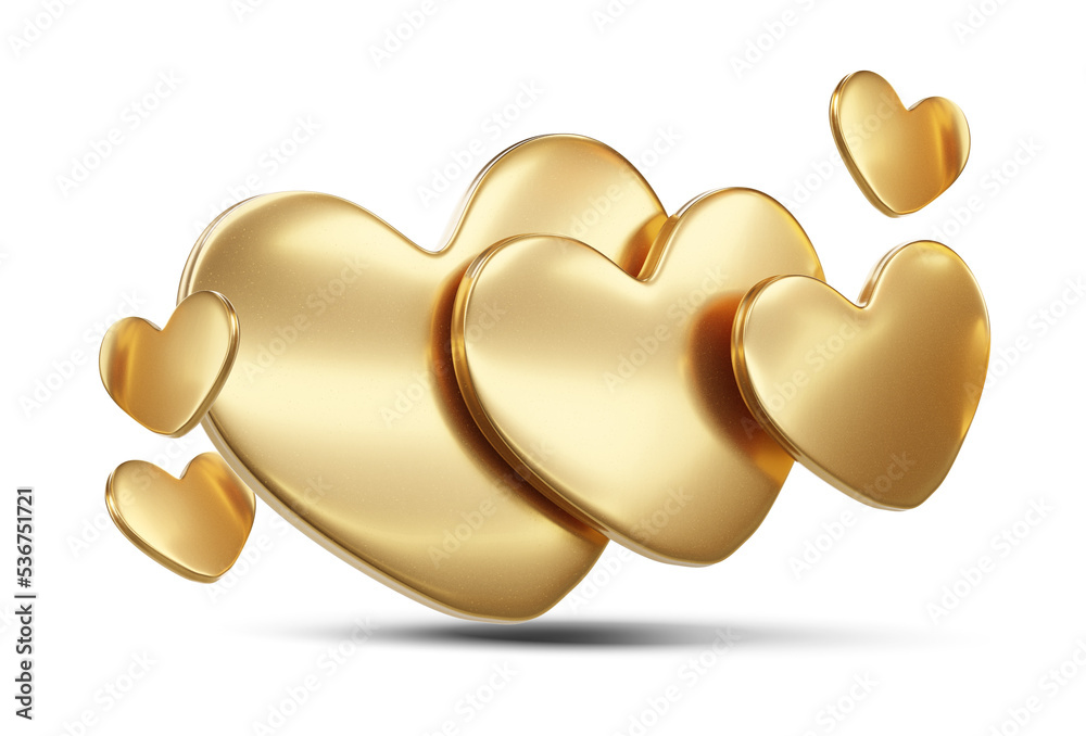 golden hearts 3d-illustration