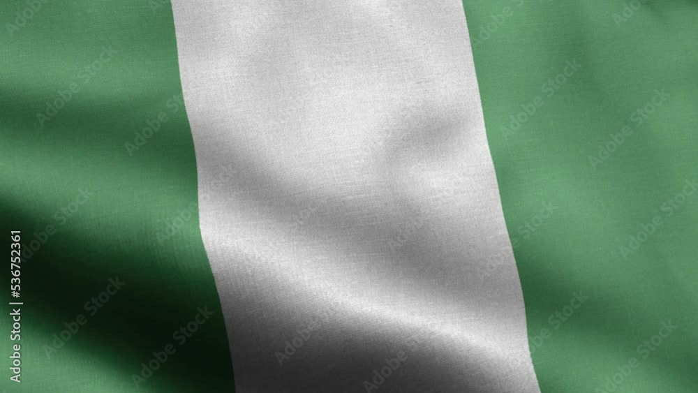 Flag Of Nigeria - Nigeria Flag High Detail - National flag Nigeria wave Pattern loopable Elements - Fabric texture and endless loop - Highly Detailed Flag - The flag of fluttering in the wind - Flag