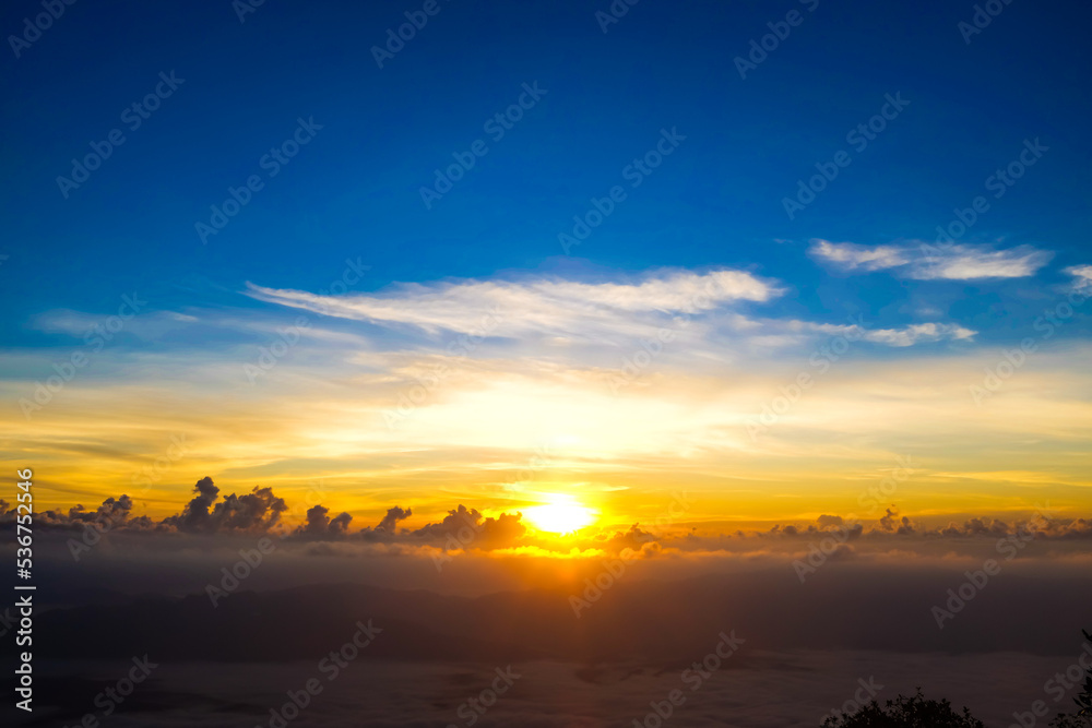 Mountain sunset sky with cloud sun light nature landscape