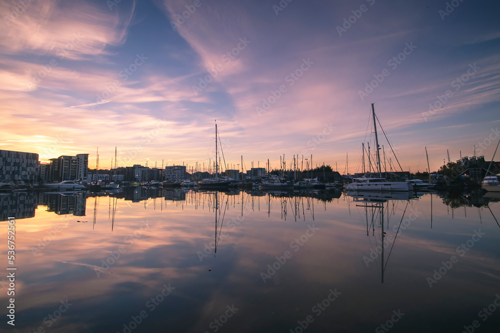 Early morning over the wet dock in Ipswich, UK Early morning over the wet dock in Ipswich, UK