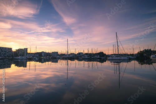 Billede på lærred Early morning over the wet dock in Ipswich, UK