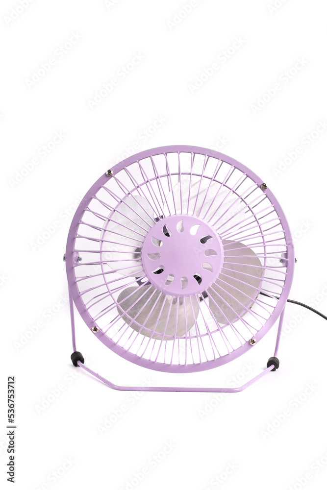 Table fan in purple color on a white background