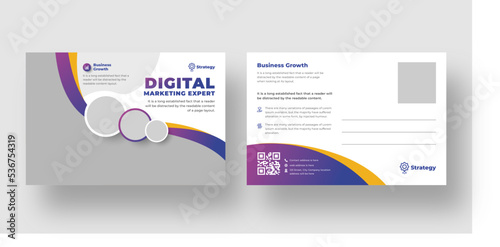 Corporate business or marketing agency postcard template