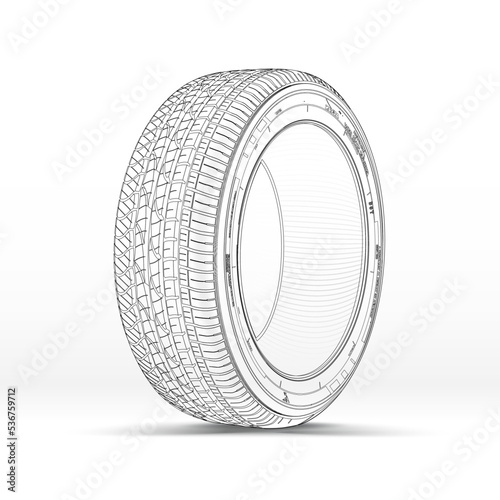 Car wheel sketch icon isolated on background. Hand drawn car wheel. Drawing Tire. The Layers Converge. Wireframe Style. Concept. Line Art. White Background. Thin Line Wheels Sketch Illustration.