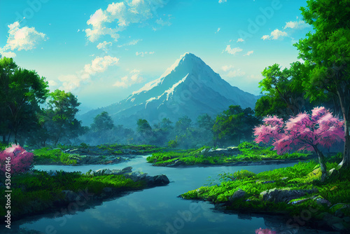 Anime Art Style Nature Environment Concept Art Illustration Background Image