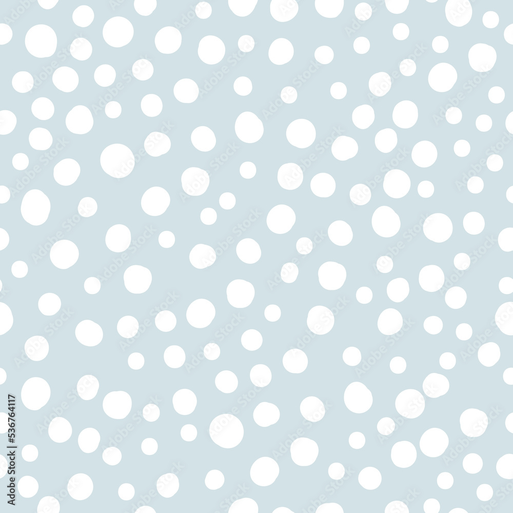 simple pattern is abstract. white dots, snow. light gray-blue background. Fashionable cute print for children's textiles, wallpaper and packaging.