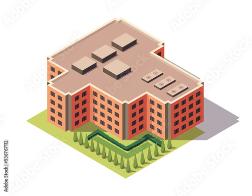 Fototapeta Naklejka Na Ścianę i Meble -  Offices isometric. Architecture building facade of business center. Infographic element. Architectural  3d illustration