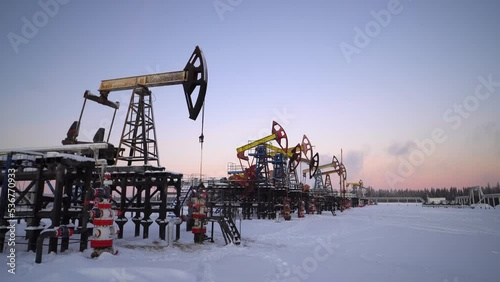 Machine for pumping oil and gas. Working oil pump from an oil field.