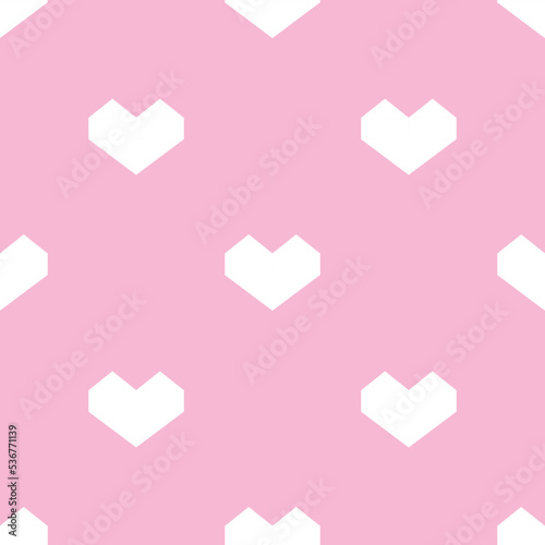 White hearts seamless pattern on pink background.