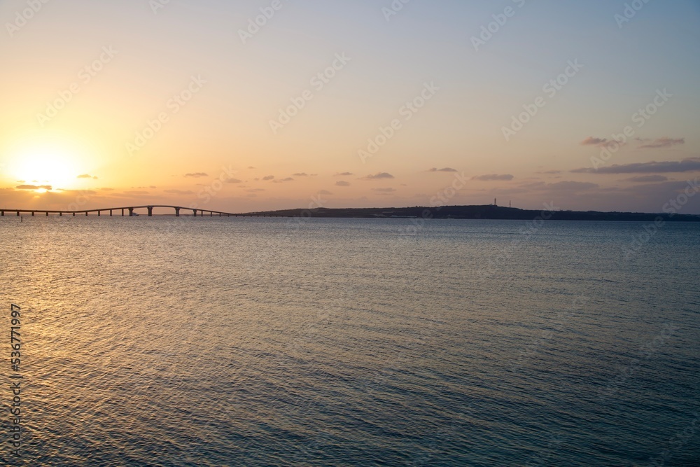 The scenery of Irabu Island and Sunset 