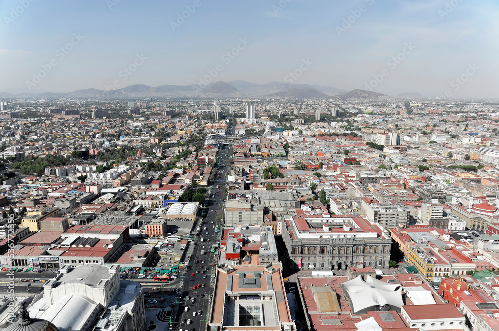 Ausblick vom Torre Latinoamericana, 182m hoch, auf Mexiko-Stadt, Distrito Federal, Mexiko, Mittelamerika