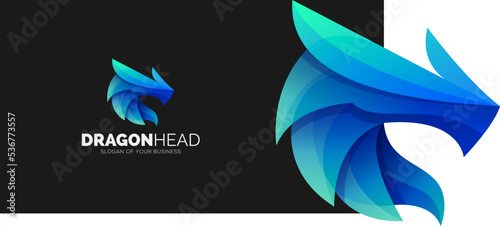 Vector Logo Illustration Dragon Gradient Colorful Style