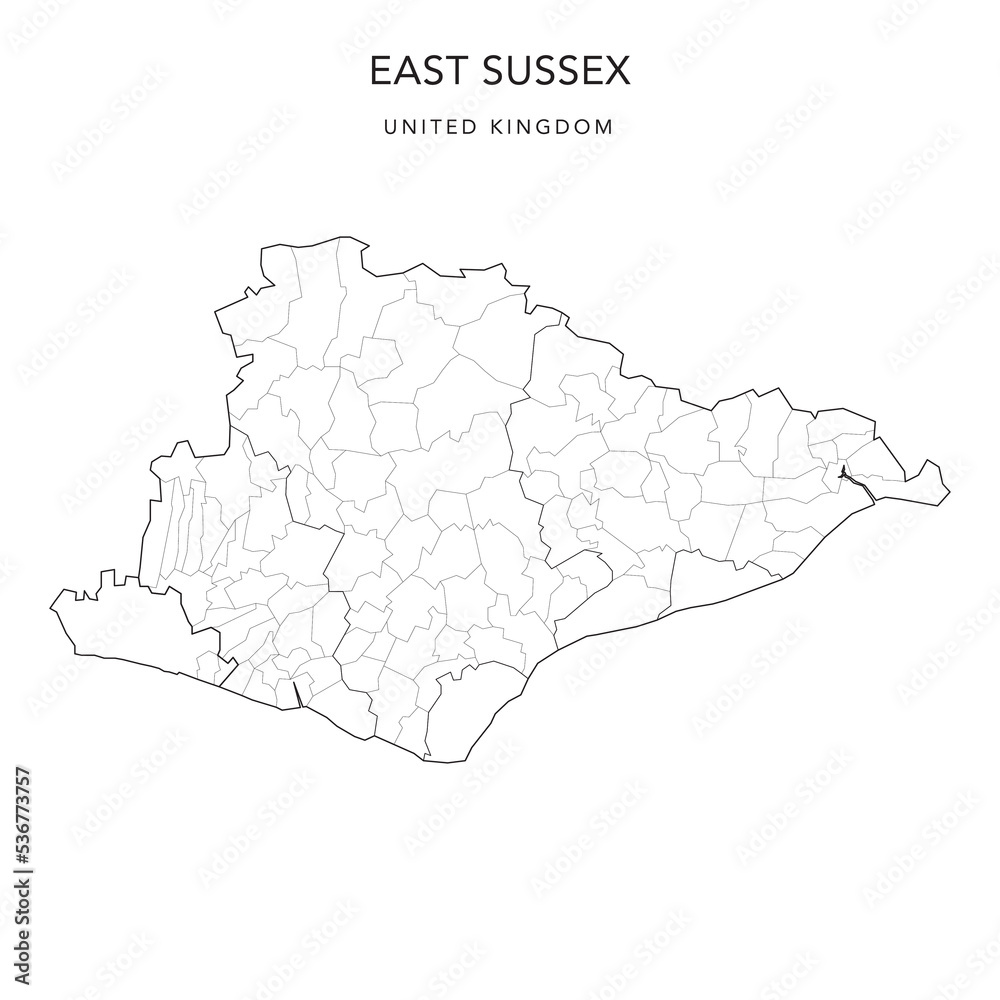 Administrative Map Of East Sussex With Counties Districts And Civil Parishes As Of 2022 