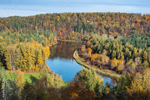 Landscape view of Gauja river valley from the hill in Sigulda, Latvia .